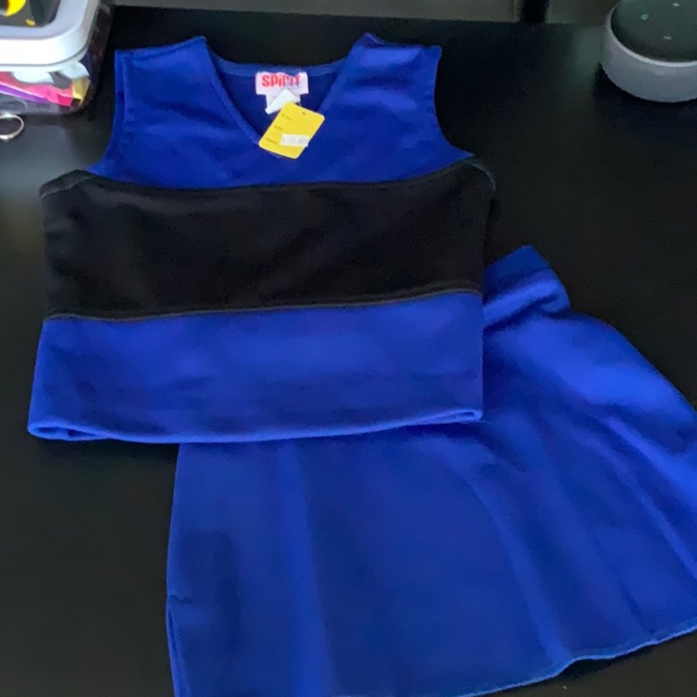 Spirit brand cheer outfit Royal blue and black Sm.